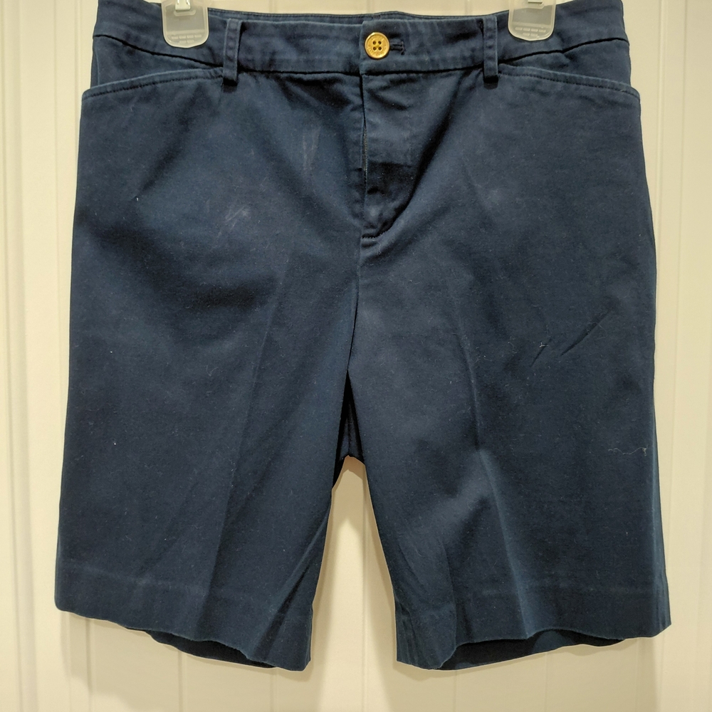 Lauren Ralph Lauren Dark Blue Flat Front Shorts Sz 10 # 0565